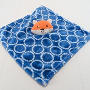 HB Orange Fox Baby Lovey Security Blanket Blue Circles 2021 Babyvision 14"x14"